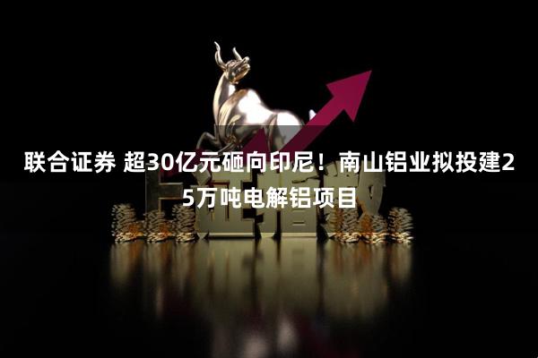 联合证券 超30亿元砸向印尼！南山铝业拟投建25万吨电解铝项目
